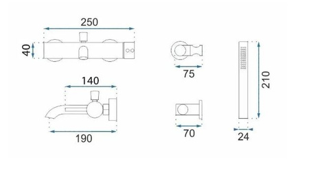 BATERIA WANNOWA LUNGO GRIP MIEDŹ SZCZOTKOWANA