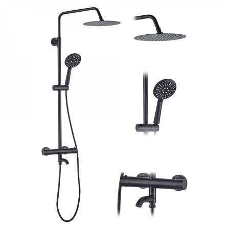 ZESTAW NATRYSKOWO-WANNOWY LUNGO CZARNY TERMOSTAT