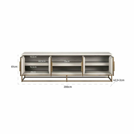 RICHMOND szafka RTV WHITEBONE BRASS