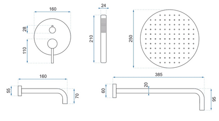 ZESTAW NATRYSKOWO-WANNOWY Z WYLEWKĄ LUNGO RÓŻOWE Z