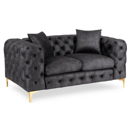Sofa SORRENTO 2S Dwuosobowa Czarna Welurowa