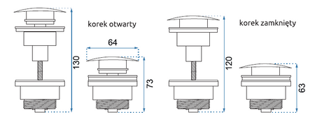 KOREK KLIK-KLAK UNIWERSALNY BIAŁY