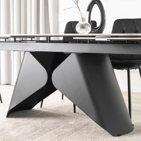 Stół Rozkładany Ceramiczny VERONA 160-240 cm Biały Marmur/Czarny