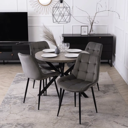 Stół LUGO 90-190 cm Beton/Czarny