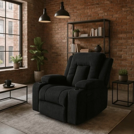 Fotel Masujący BOX Czarny Sztruksowy