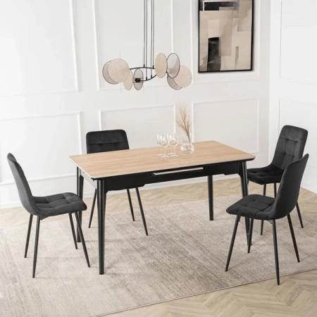 Stół Ceramiczny SAMER 120-160 cm Dąb/Czarny