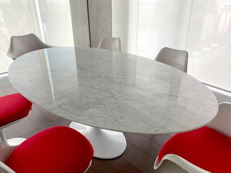 Stół TULIP ELLIPSE MARBLE CARRARA 200     biały - marmur, metal