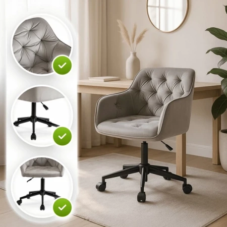 Fotel Obrotowy KONOR Szary/Czarny Welurowy