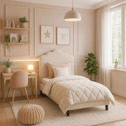 Łóżko 90x200 CRATER Welurowe Kremowe