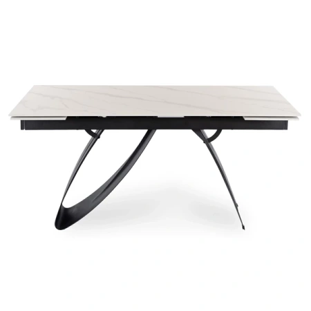 Stół Rozkładany DEVON 160-220 cm Biały Marmur/Czarny