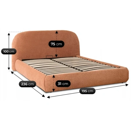 Łóżko 160x200 ROSSO Rude Boucle Z Pojemnikiem