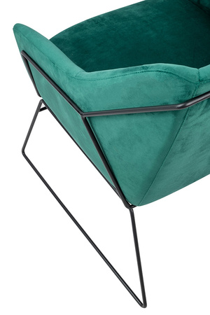 Fotel EMMA VELVET ciemny zielony -        welur, metal