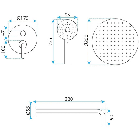 ZESTAW NATRYSKOWY PODTYNKO JS-1180GG ONTARIO TYTAN