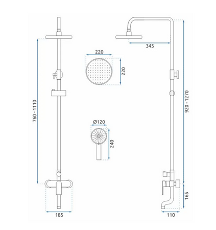 ZESTAW NATRYSKOWY VERSO ZŁOTY SZCZOTKOWANY