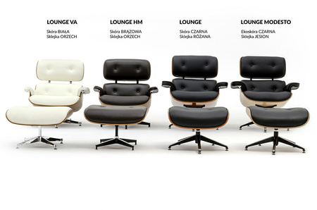 Fotel LOUNGE czarny / jesion z podnóżkiem