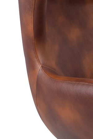 Fotel EGG SZEROKI PU brąz vintage koniak  - podstawa stal