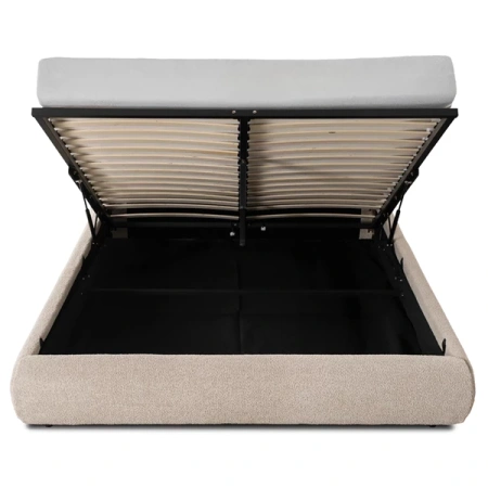 Łóżko 160x200 ROSSO Beżowe Boucle Z Pojemnikiem