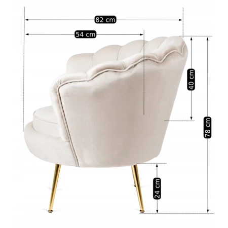 Fotel ANGEL Kremowy Welurowy