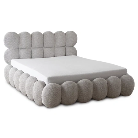 Łóżko 140x200 ANKARA Boucle Szare Z Pojemnikiem