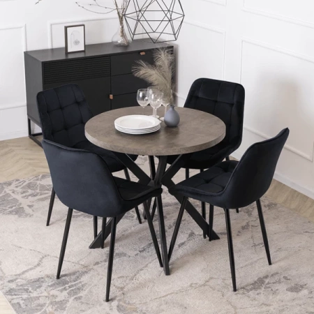 Stół DORIAN 80-160 cm Beton/Czarny