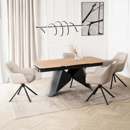 Stół Rozkładany Ceramiczny VERONA 160-240 cm Dąb/Czarny