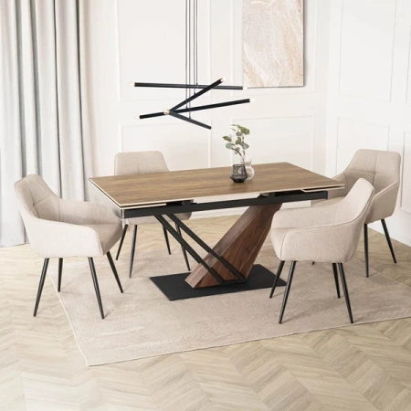 Stół REX 160-220 cm Ciemnobrązowy Dąb/Czarny