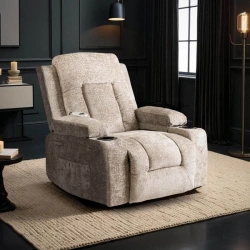 Fotel Masujący BOX Beżowy Welurowy