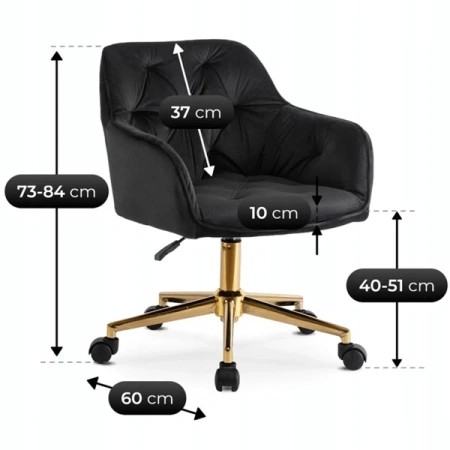 Fotel Obrotowy KONOR Czarny Welurowy