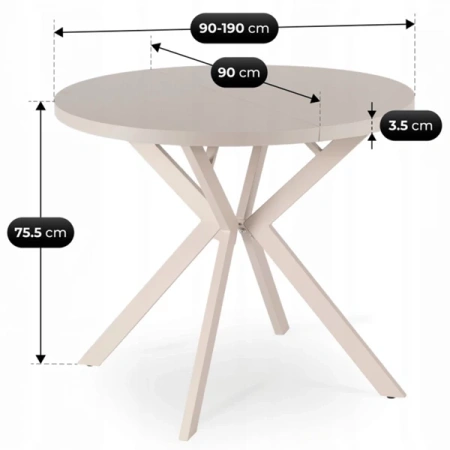 Stół LUGO 90-190 cm Kaszmirowy
