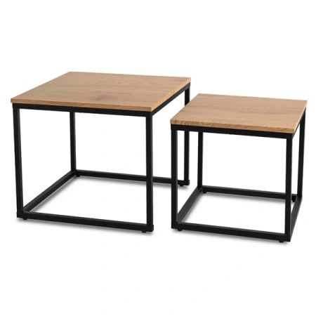 Zestaw Stolików CARMI Dąb Złoty/Czarny
