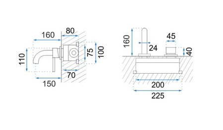 BATERIA UMYWALKOWA PODTYNKOWA LUNGO TYTAN + BOX