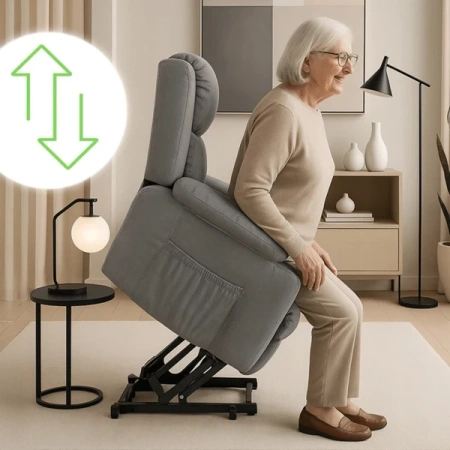 Fotel Masujący z Funkcją Wstawania FENIX Szary