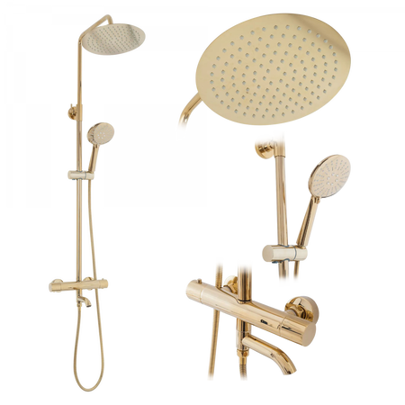 ZESTAW NATRYSKOWO-WANNOWY LUNGO ZŁOTY TERMOSTAT