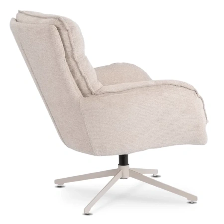 Fotel Wypoczynkowy Obrotowy PASADENA Z Podnóżkiem Kremowy