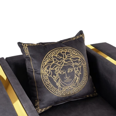 Sofa PALLAZO 2S Dwuosobowa Czarno/Złota