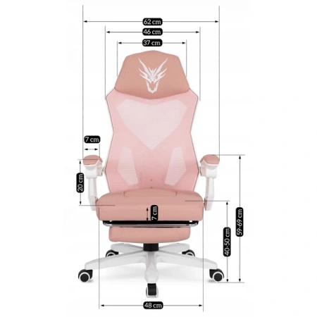 Fotel Obrotowy BING Różowy/biały