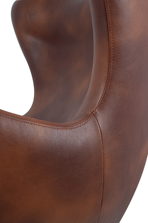 Fotel EGG SZEROKI PU brąz vintage koniak  - podstawa stal