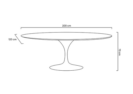 Stół TULIP ELLIPSE 200 biały - MDF,       metal