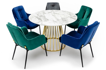 Stół GLAM MARBLE 110 - MDF, złota podstawa