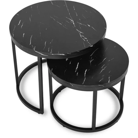 Zestaw Stolików MAURO Czarny Marmur
