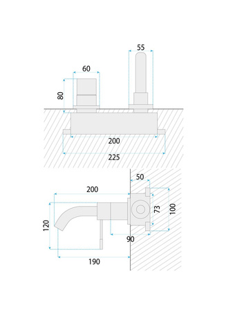 BATERIA UMYWALKOWA PODTYN LUNGO DIAMOND CHROM+BOX