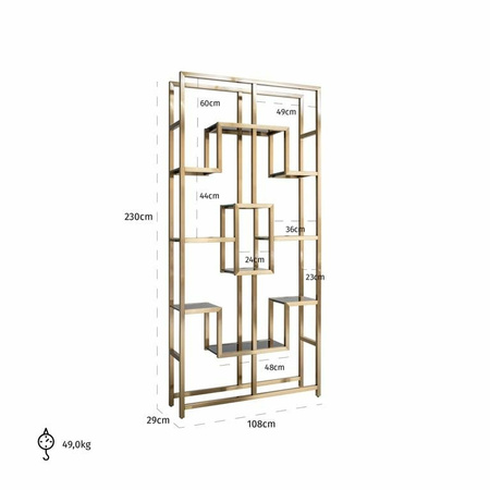 RICHMOND regał MAGNUS szczotkowane złoto