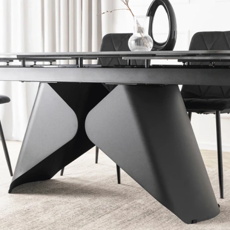 Stół Rozkładany Ceramiczny VERONA 160-240 cm Czarny Marmur/Czarny