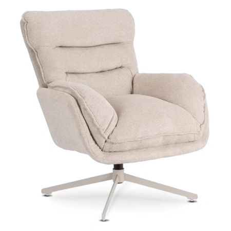 Fotel Wypoczynkowy Obrotowy PASADENA Z Podnóżkiem Kremowy