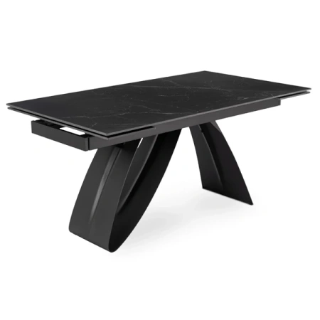 Stół Rozkładany DEVON 160-220 cm Czarny Marmur/Czarny