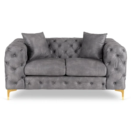 Sofa SORRENTO 2S Dwuosobowa Szara Welurowa