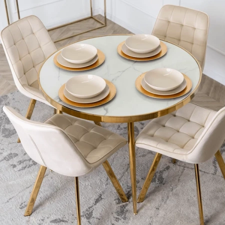 Krzesło DEVI Kremowe Welurowe