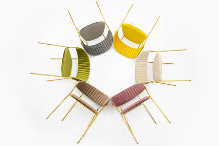 Krzesło MARGO żółte - welur, podstawa     złota