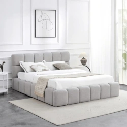 Łóżko 160x200 MURCJA Boucle Szare Z Pojemnikiem
