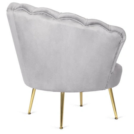 Fotel GRAND z Podnóżkiem Szary Welurowy